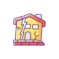 Dilapidated house RGB color icon