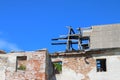 Destroyed old building and sky Royalty Free Stock Photo