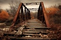 Dilapidated Rusty old bridge. Generate Ai Royalty Free Stock Photo