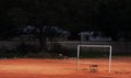 Dilapidated soccer field Royalty Free Stock Photo