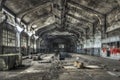 Dilapidated warehouse in an abandoned factory Royalty Free Stock Photo