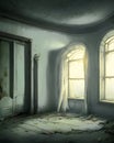 Dilapidated white room