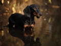 The Diligent Dachshund and His Reflection