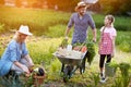 Diligent farmers family Royalty Free Stock Photo