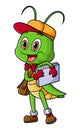 The diligent grasshopper is very happy and delivering package