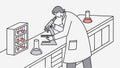 Diligent Scientist Working in Laboratory with Microscope, vector design Generative AI Royalty Free Stock Photo