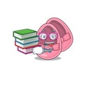 A diligent student in baby girl shoes mascot design concept read many books Royalty Free Stock Photo