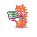 A diligent student in bacteroides mascot design concept with books