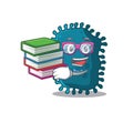 A diligent student in clostridium mascot design concept with books