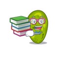 A diligent student in cyanobacteria mascot design concept with books