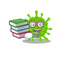 A diligent student in flaviviridae mascot design with book