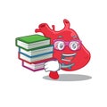 A diligent student in heart mascot design concept with books