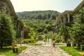 Park for rest between academic buildings of the International College, in Dilijan surrounded by a reserved forest