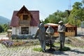 Dilijan, Armenia, September, 11, 2014. Monument to the heroes of the film Mimino Dilijan