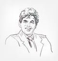Dilip Kumar Mohammed Yusuf Khan famous Indian actor and film producer vector sketch portrait
