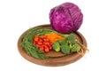 dill. baby tomatoes. carrot. broccoli. cabbage purple. on old ch