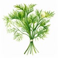 Accurate And Detailed Dill Watercolor Illustration With Baroque Still Life Style