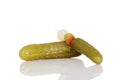 Dill pickle with skewer Royalty Free Stock Photo