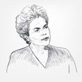 Dilma Vana Rousseff vector portrait sketch Royalty Free Stock Photo