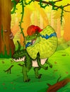 Dilophosaurus on the background of forest Royalty Free Stock Photo
