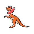 dilophosaurus dinosaur animal color icon vector illustration