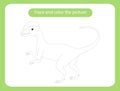 Dilophosaurus dinosaur. Trace and color the picture children s educational game