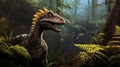 Dilophosaurus illustration in forest Royalty Free Stock Photo