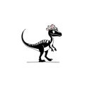 Dilophosaurus. Dilophosaurus simple black and white line art vector logo Royalty Free Stock Photo