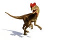 Dilophosaurus, theropod dinosaur from the Early Jurassic period 3d illustration isolated with shadow on white background