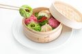 Dim sum in bamboo chopsticks Royalty Free Stock Photo