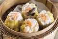 Dim sum in bamboo steam containers