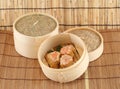 Dim Sum in Bamboo Steamed Bowl Royalty Free Stock Photo