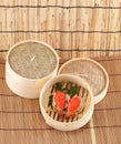 Dim Sum in Bamboo Steamed Bowl Royalty Free Stock Photo