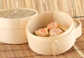 Dim Sum in Bamboo Steamed Bowl Royalty Free Stock Photo