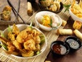 Dim Sum - Chinese Snacks with Soy Sauce Royalty Free Stock Photo