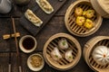 Dim sum, Dim Sum on the wooden table,