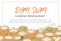 Dim Sum dumplings restaurant template of poster, flyer, menu cover