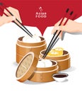 Dim sum menu set Asian food vector illustration