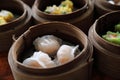 Dim sum , Steam Dumpling in wooden basket Chinese food Royalty Free Stock Photo