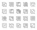 Dimension line icons. Square meter, Area size and Floor plan set. Vector