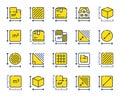 Dimension line icons. Square meter, Area size and Floor plan set. Vector