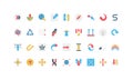 Dimension and way direction arrows infographic signs, loop cycle process color icon set Royalty Free Stock Photo