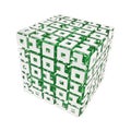 Dimensional cube made of ones and zeros isolated on white Royalty Free Stock Photo