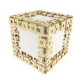 Dimensional cube made of ones and zeros isolated on white Royalty Free Stock Photo