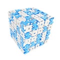 Dimensional cube made of ones and zeros isolated on white Royalty Free Stock Photo