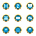 Dimensional drawing icons set, flat style Royalty Free Stock Photo