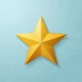 Dimensional golden star with five points is depicted against a light blue Royalty Free Stock Photo