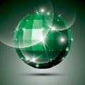 Dimensional green sparkling disco ball created from geometric figures. Vector festive illustration - eps10 glossy gemstone. Royalty Free Stock Photo