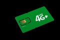 Dimensions of sim cards. Standard, micro and nano SIM card collected in card. SIM card for phone on a black background