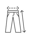 Dimensions of trousers, length and width vector